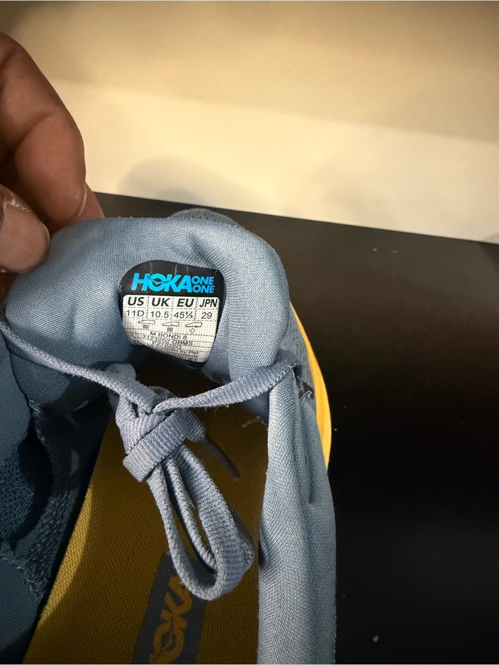 Hoka Men's Gray and Yellow Running Sneakers - Picture 6 of 9